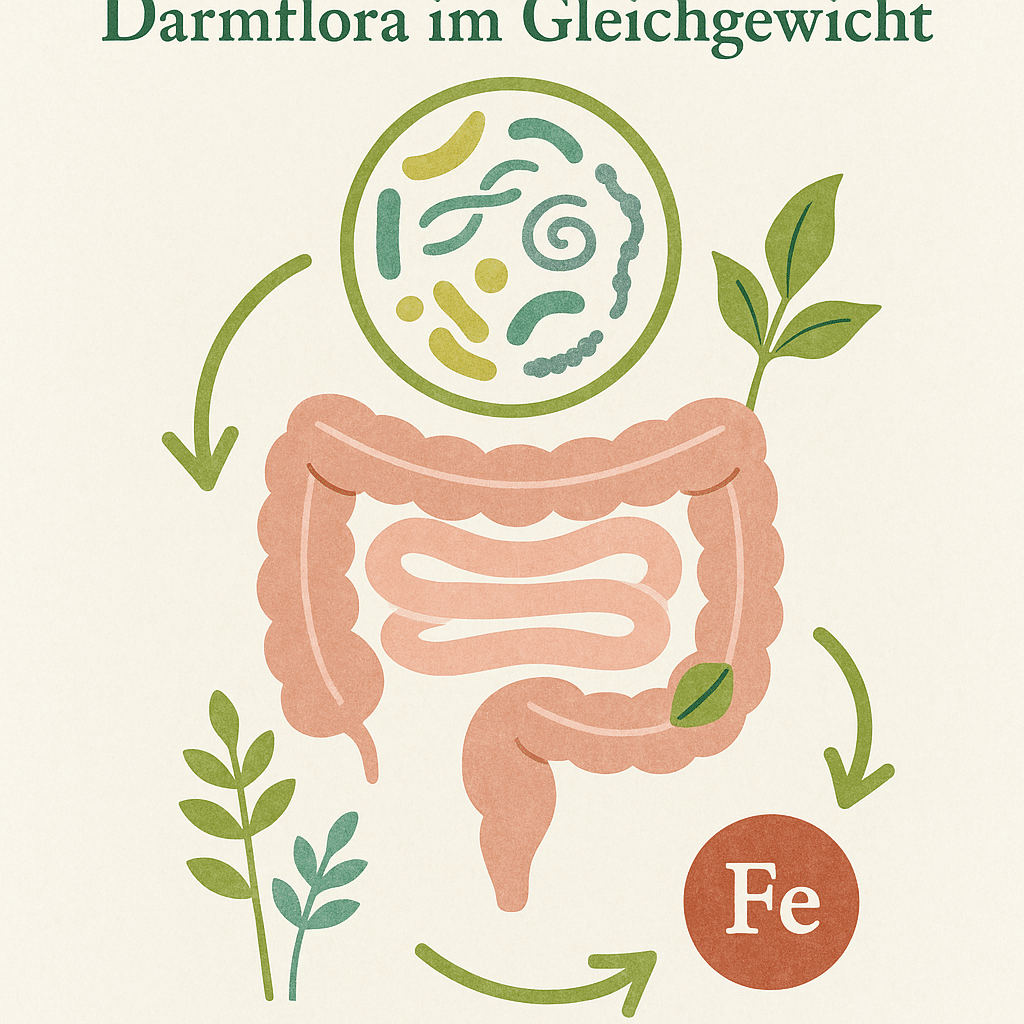 Darmflora-im-Gleichgewicht-–-schematische-naturheilkundliche-Grafik-zu-Mikrobiom-und-Eisenaufnahme