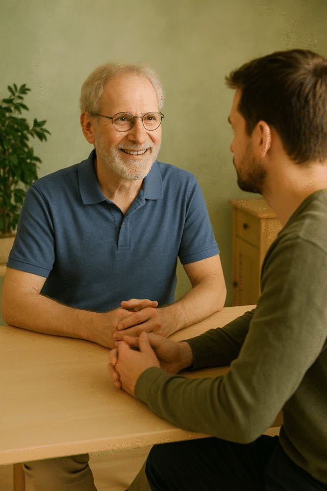 Heilpraktiker Kreuer berät männlichen Patienten mit Kinderwunsch – naturheilkundliche Unterstützung bei eingeschränkter Fruchtbarkeit.